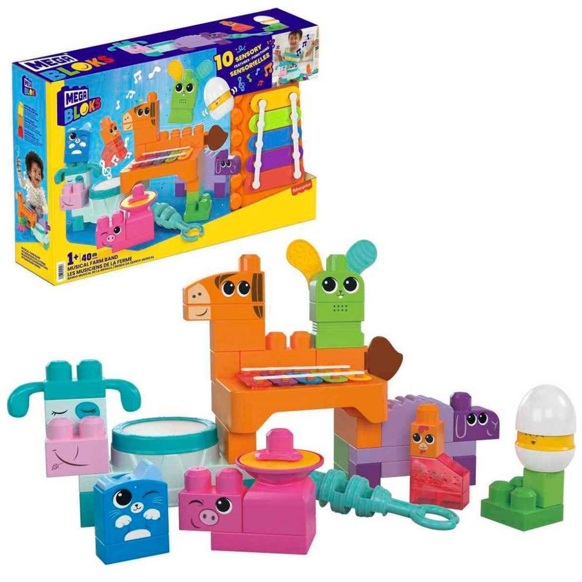 Sensory Features Construcción Granja Musical Mega Bloks