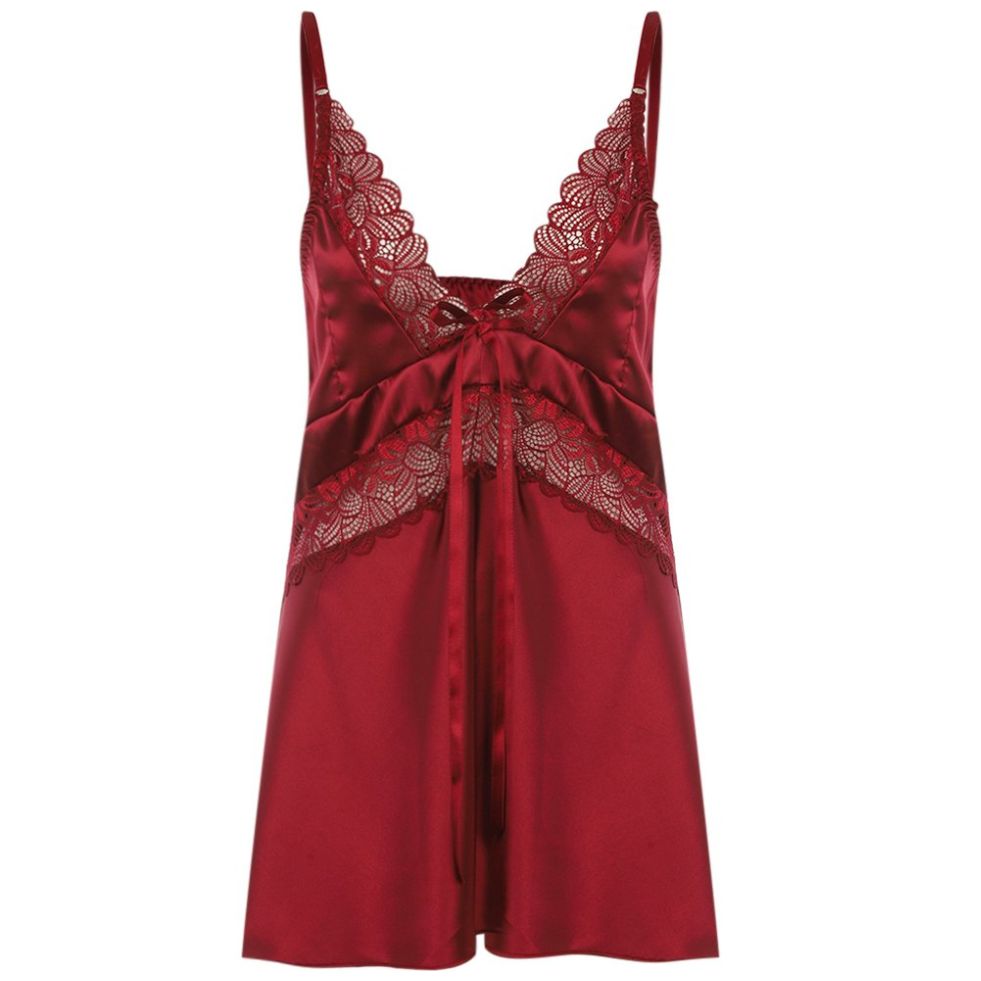 Baby Doll Satín Encaje Bikini Mistique Lingerie