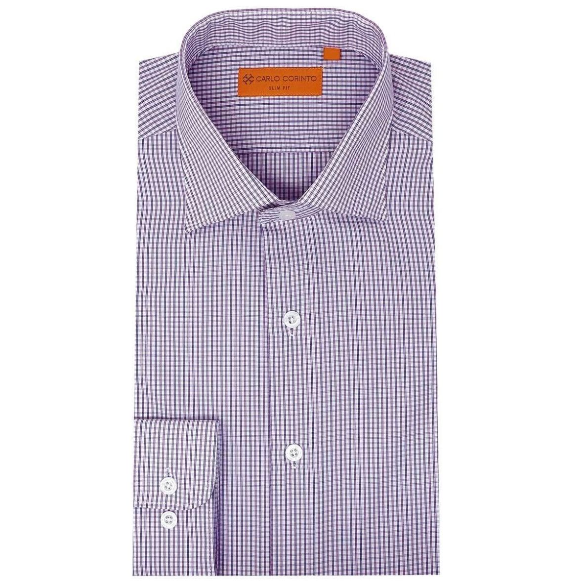 Camisa de Vestir Carlo Corinto Diseño a Cuadros para Hombre