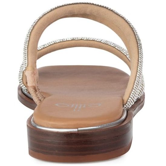 Sandalia Flat Gillio Tiras con Brillos Plata para Mujer