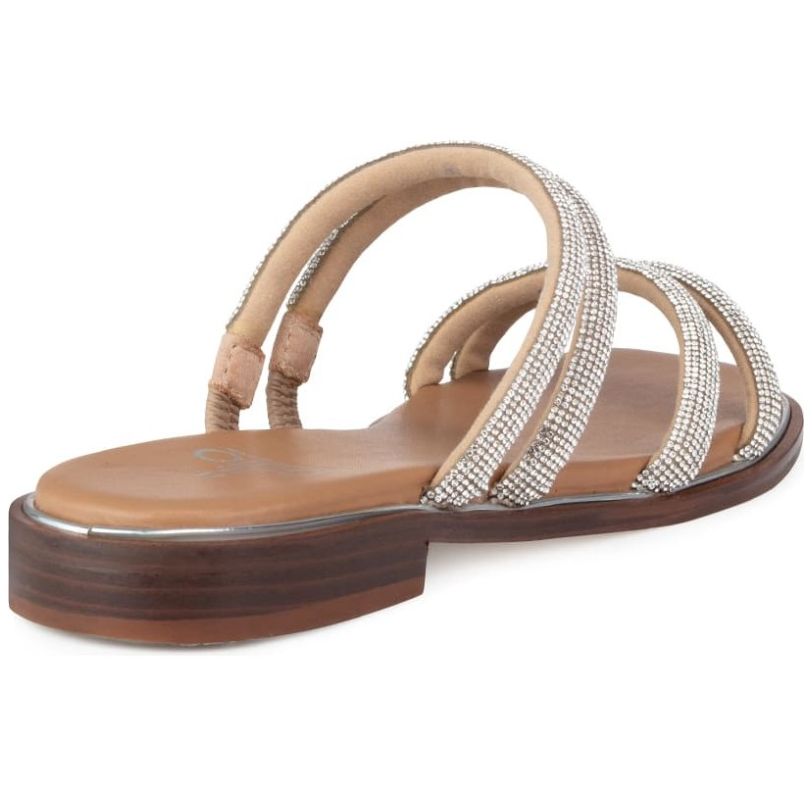Sandalia Flat Gillio Tiras con Brillos Plata para Mujer