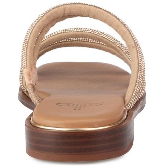 Sandalia Flat Gillio Tiras con Brillos Oro Rosado para Mujer