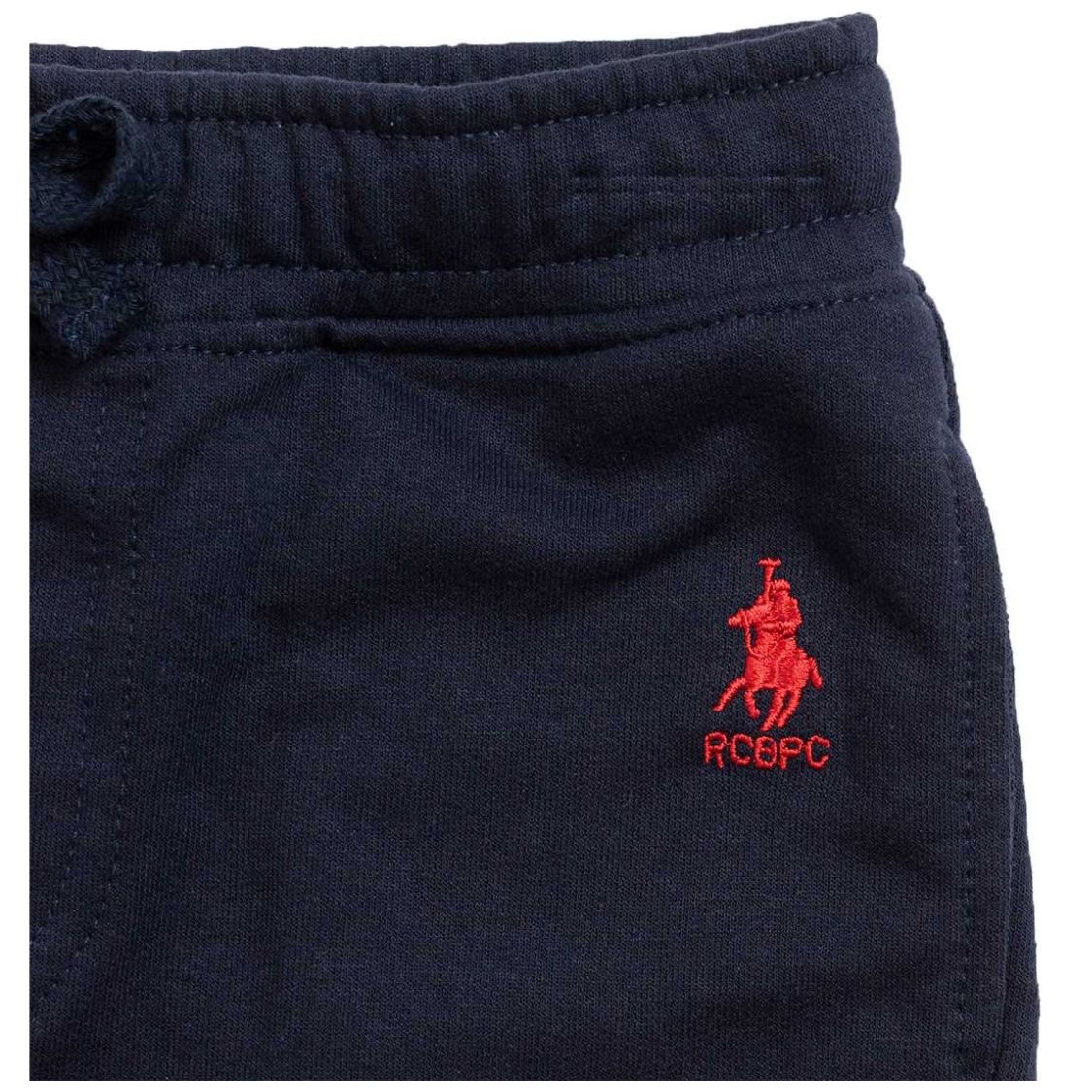 Conjunto para Niño 2 Piezas Playera de Rayas Manga Corta Short Terry Azul Marino Royal Polo Club