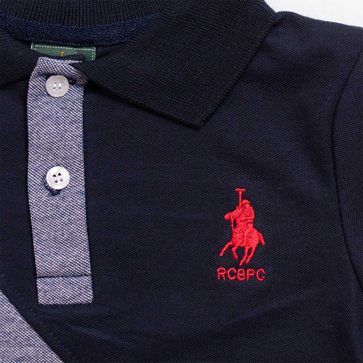 Conjunto para Niño 2 Piezas Playera Cuello Tipo Polo Manga Corta Diagonal Gris Y Short Rojo Gabardina Royal Polo Club