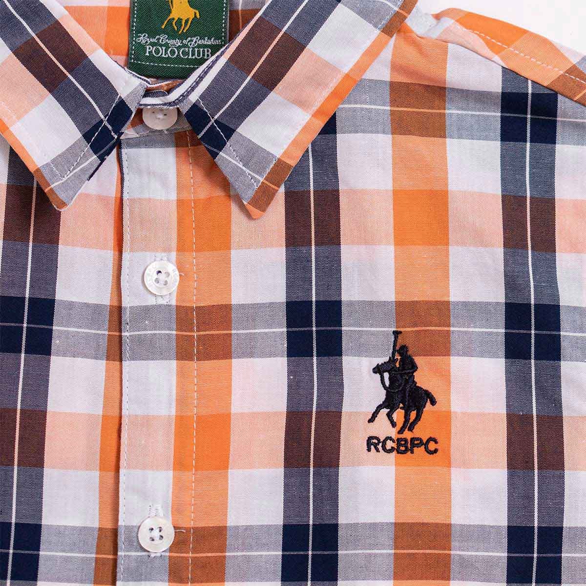 Conjunto Niño 2 Piezas Camisa Manga Corta de Cuadros y Pantalón Gabardina Royal Polo Club
