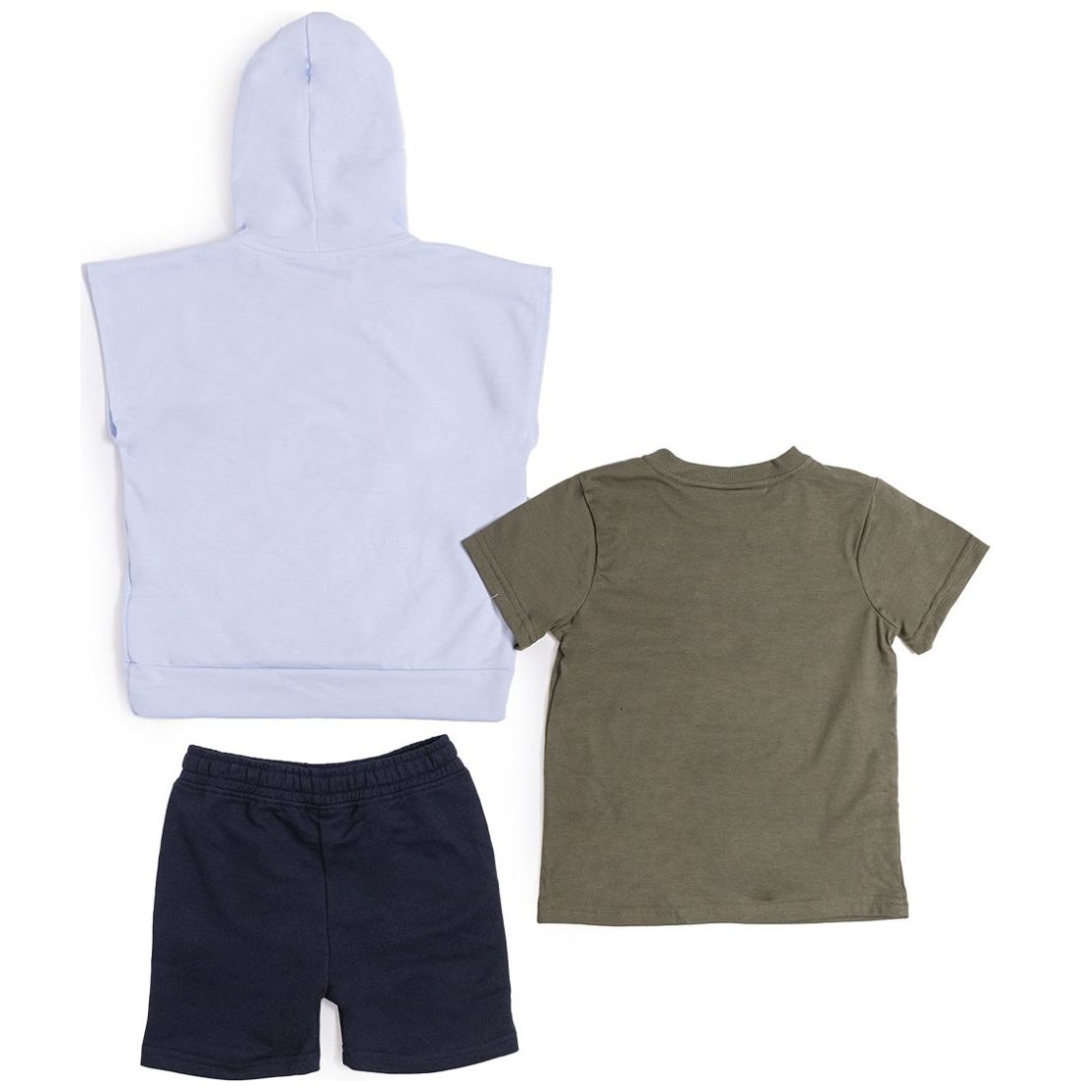 Conjunto para Niño 3 Piezas Sudadera Sin Manga Playera Manga Corta Y Short Being 2 Nice