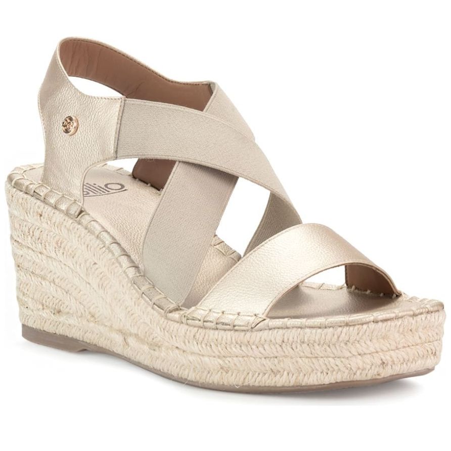 Sandalia Gillio Tiras Cruzada y Plataforma Yute Plata para Mujer