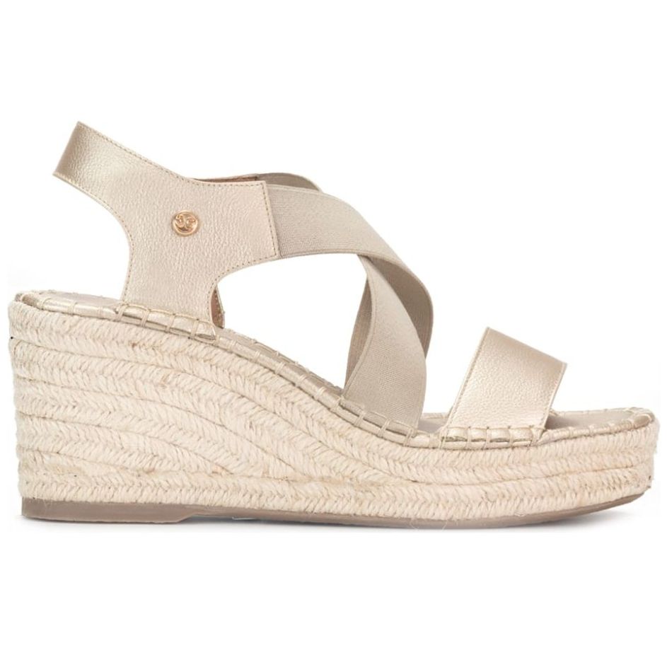 Sandalia Gillio Tiras Cruzada y Plataforma Yute Plata para Mujer