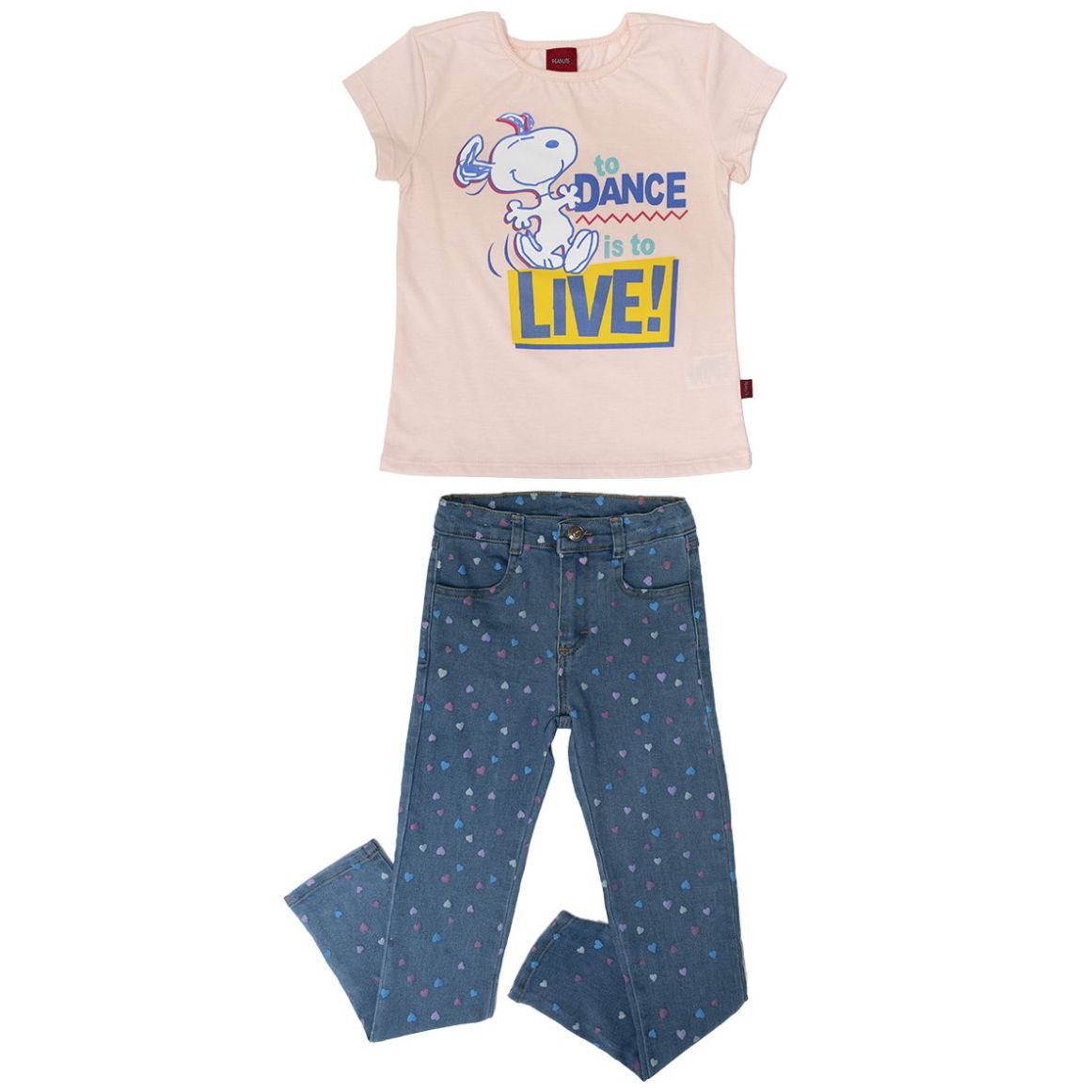 Conjunto para Niña 2 Piezas Playera Manga Corta Y Pantalón de Mezclilla Snoopy