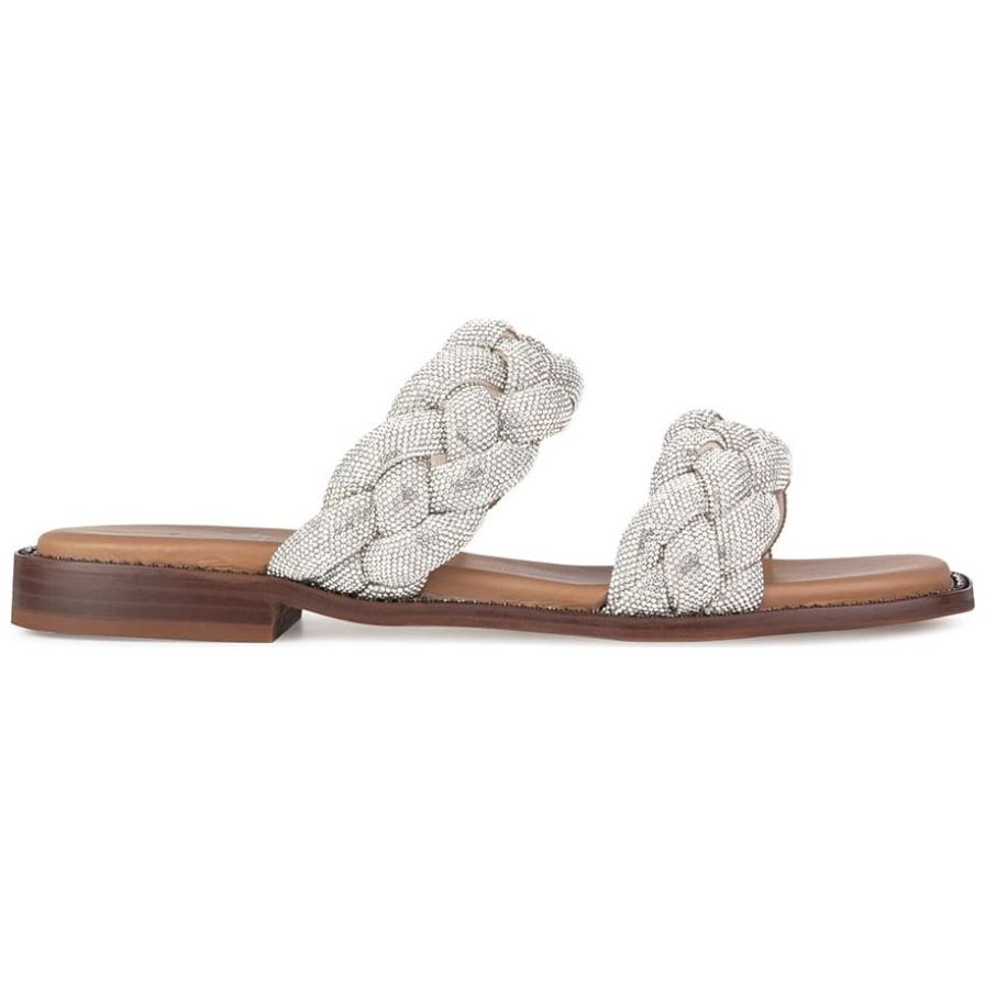 Sandalia Gillio Bandas Trenzadas Plata para Mujer