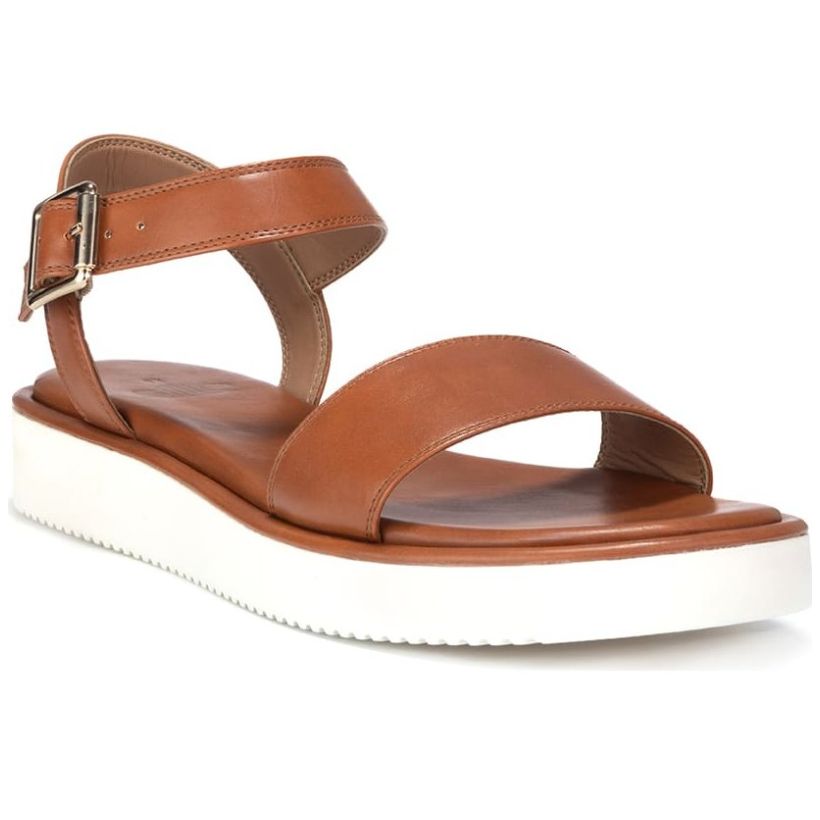 Sandalia Gillio Banda Lisa Cuña Café para Mujer