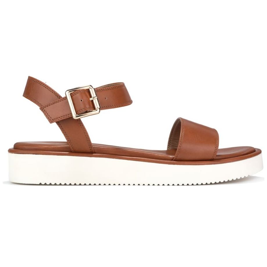 Sandalia Gillio Banda Lisa Cuña Café para Mujer