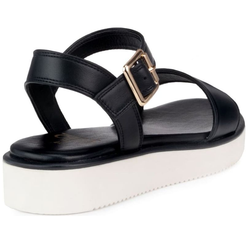 Sandalia Gillio Banda Lisa Cuña Negro para Mujer