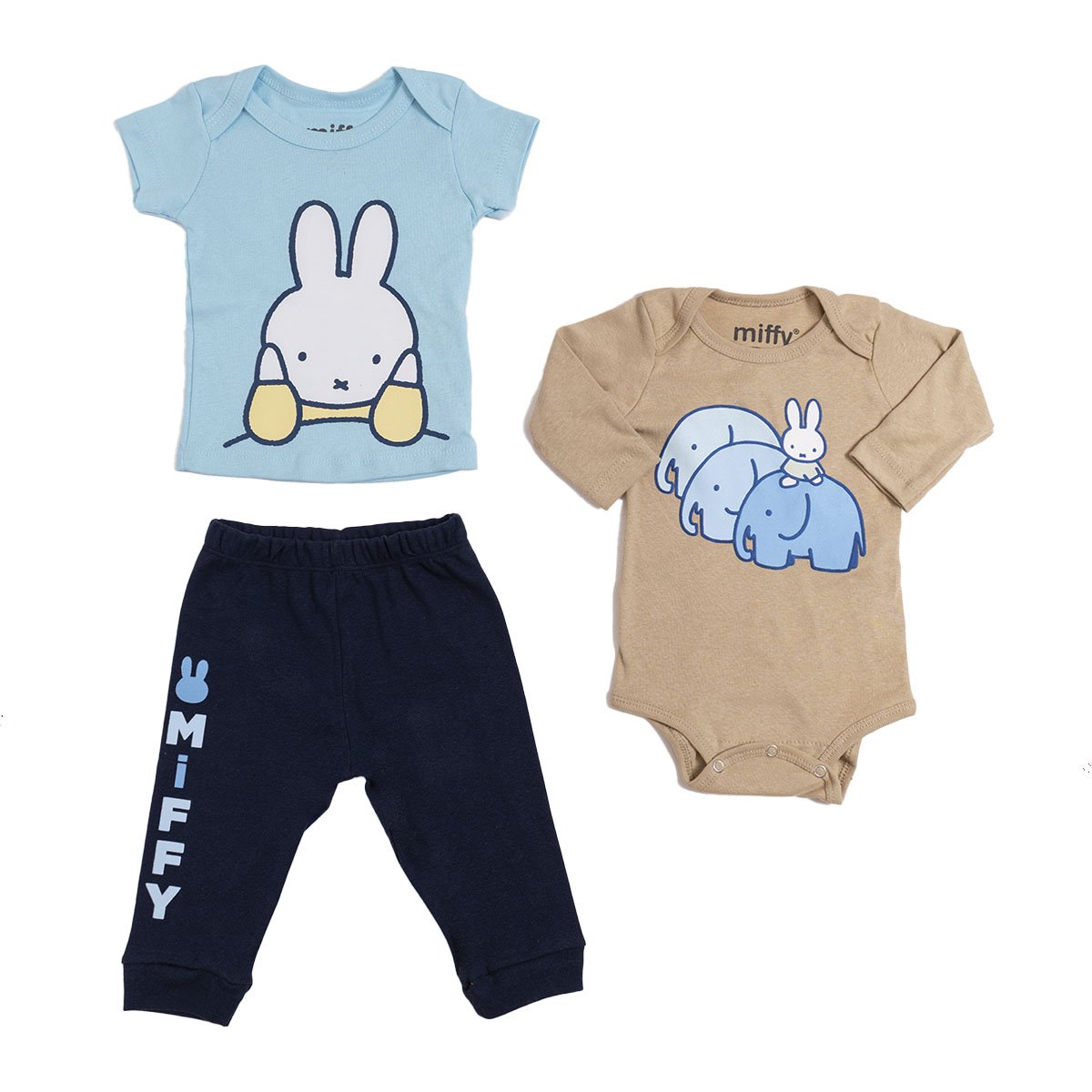 Set para Bebé 3 Piezas Pañalero Manga Larga Playera Manga Corta Y Pantalón Miffy