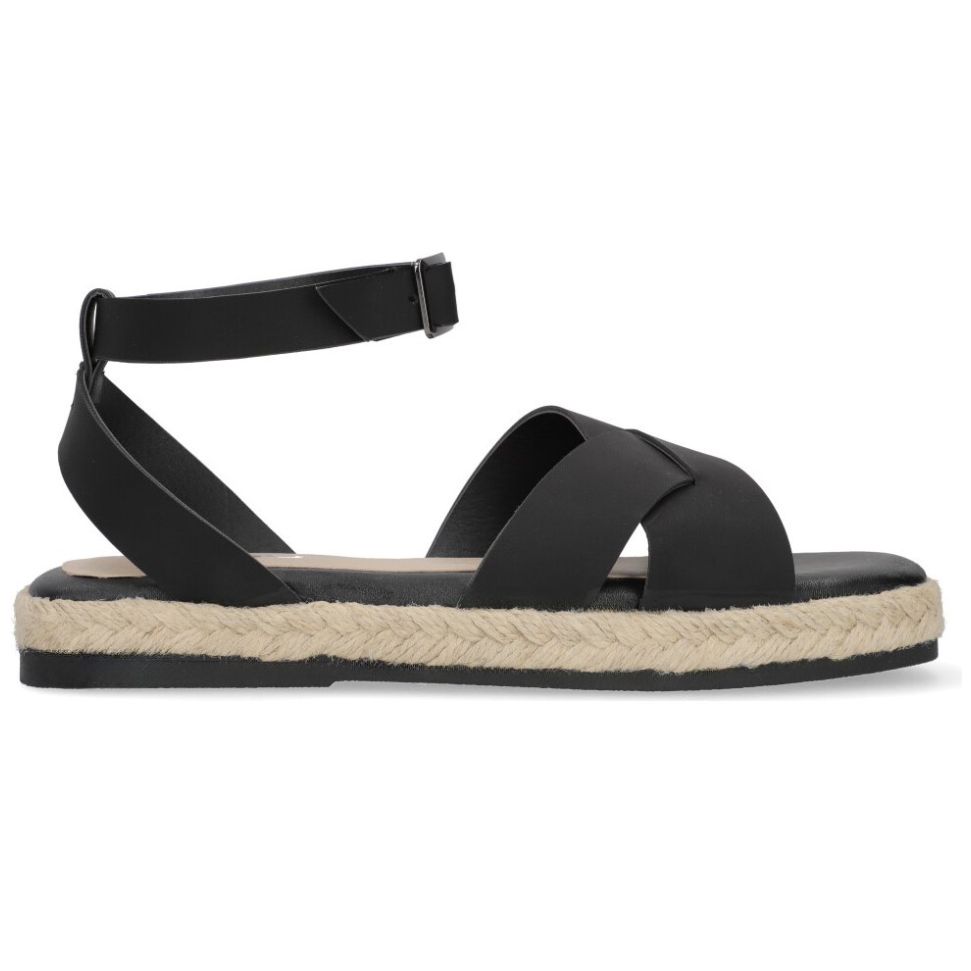Sandalia Capa de Ozono con Yute y Tira Cruzadas Negra