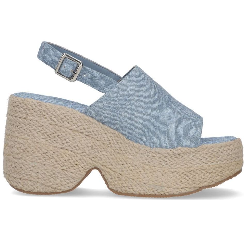 Sandalia Capa de Ozono con Plataforma y Yute Azul