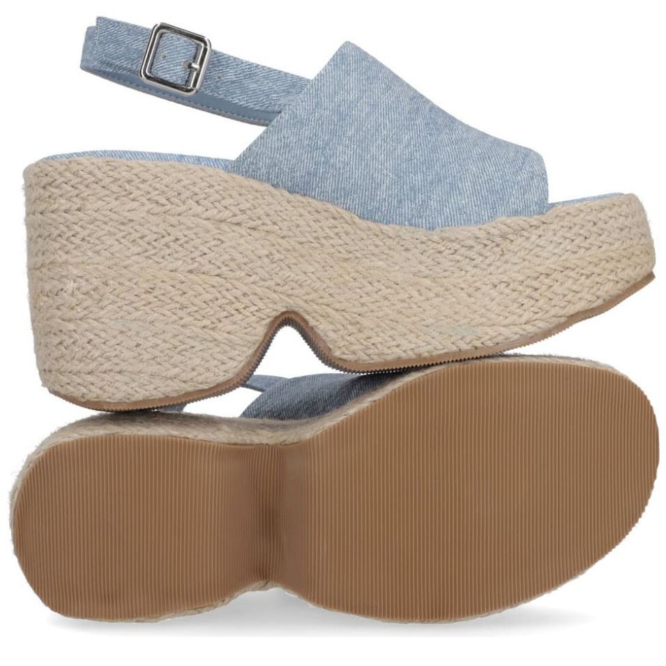 Sandalia Capa de Ozono con Plataforma y Yute Azul
