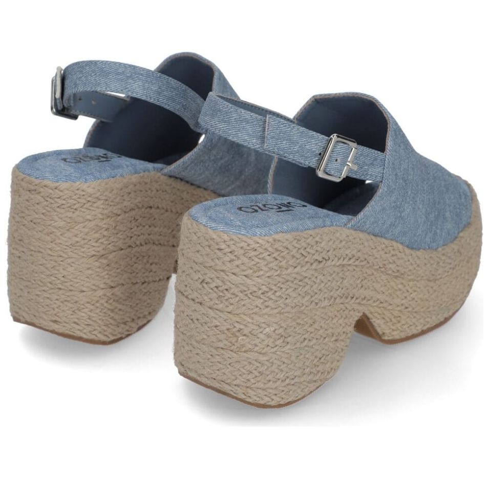 Sandalia Capa de Ozono con Plataforma y Yute Azul