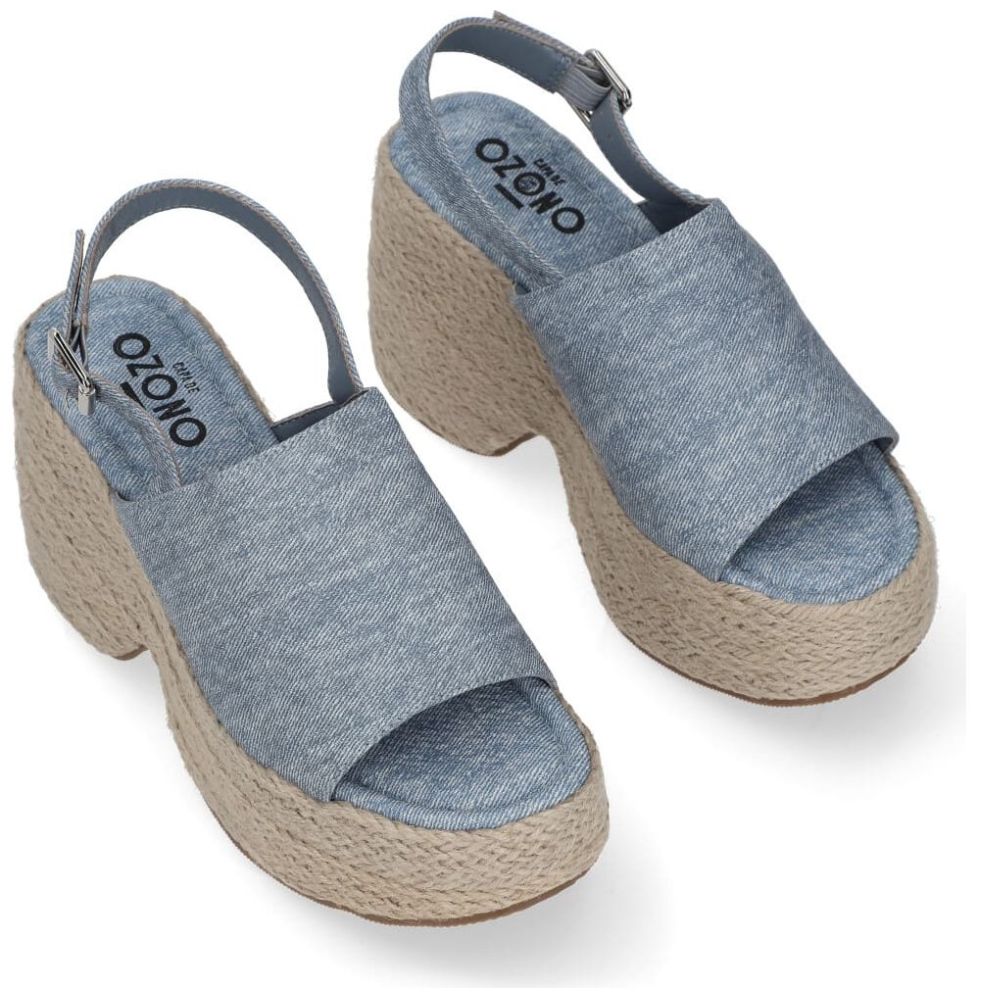 Sandalia Capa de Ozono con Plataforma y Yute Azul