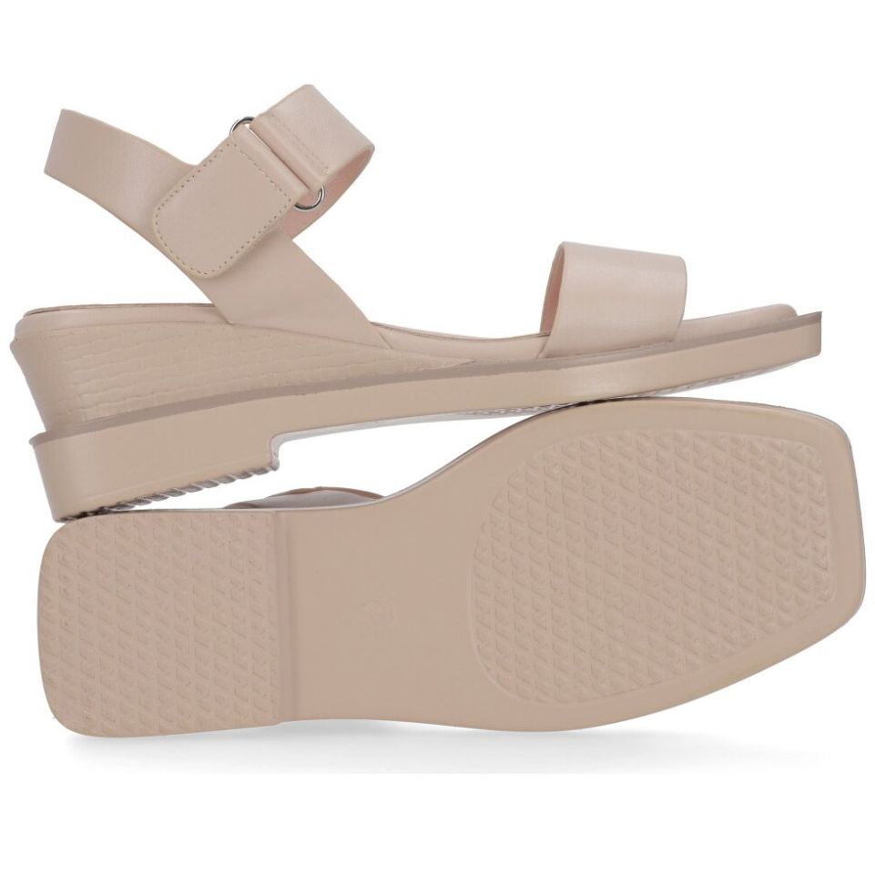 Sandalia Capa de Ozono con Cuña y Velcro Beige