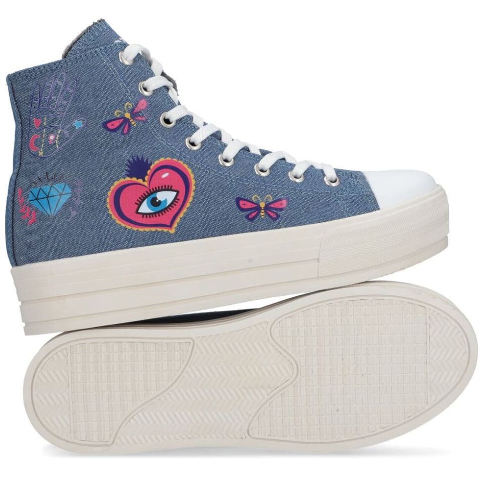 Tenis de Bota Capa de Ozono con Diseño Azul