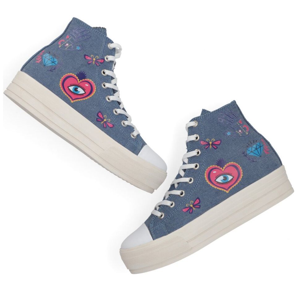 Tenis de Bota Capa de Ozono con Diseño Azul