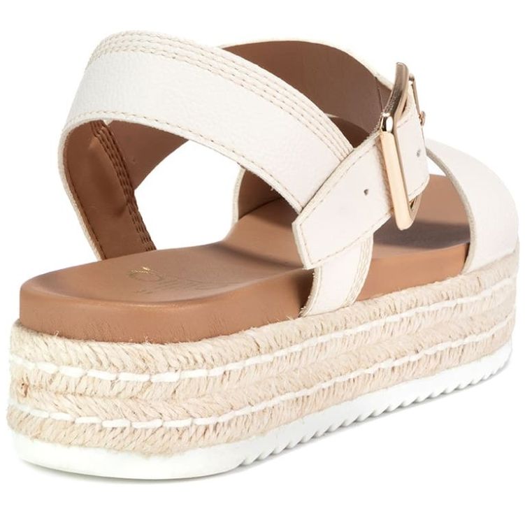 Sandalia Gillio Ajustable con Banda Lisa Suela Yute Hueso