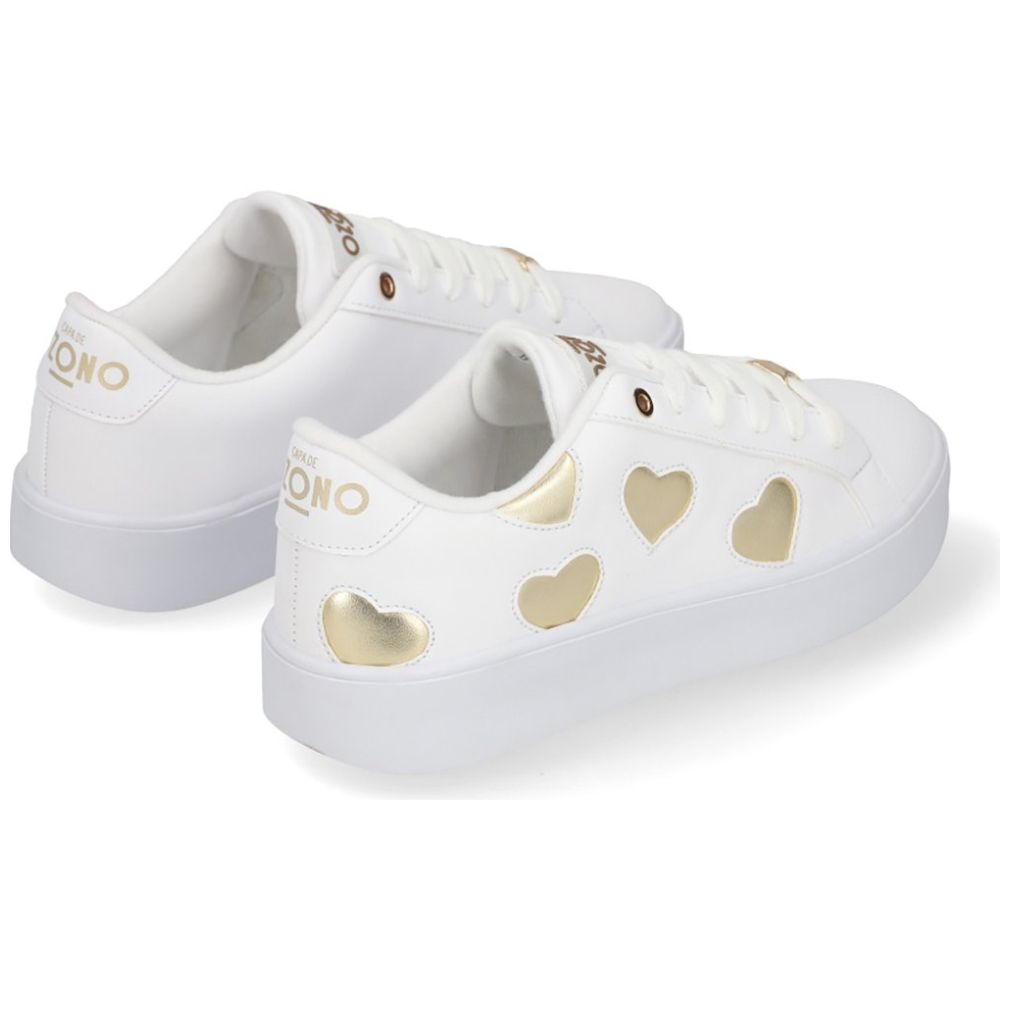 Tenis Casual Capa de Ozono con Corazones Blanco