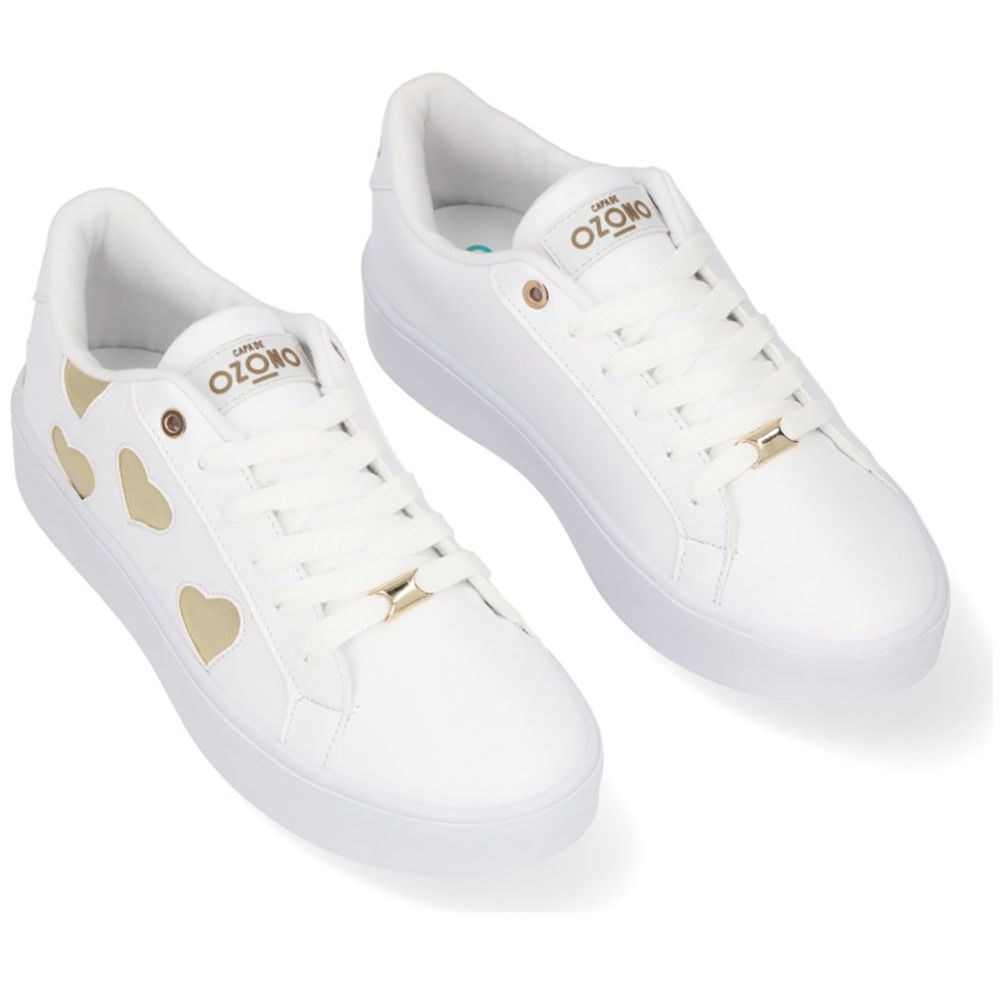Tenis Casual Capa de Ozono con Corazones Blanco
