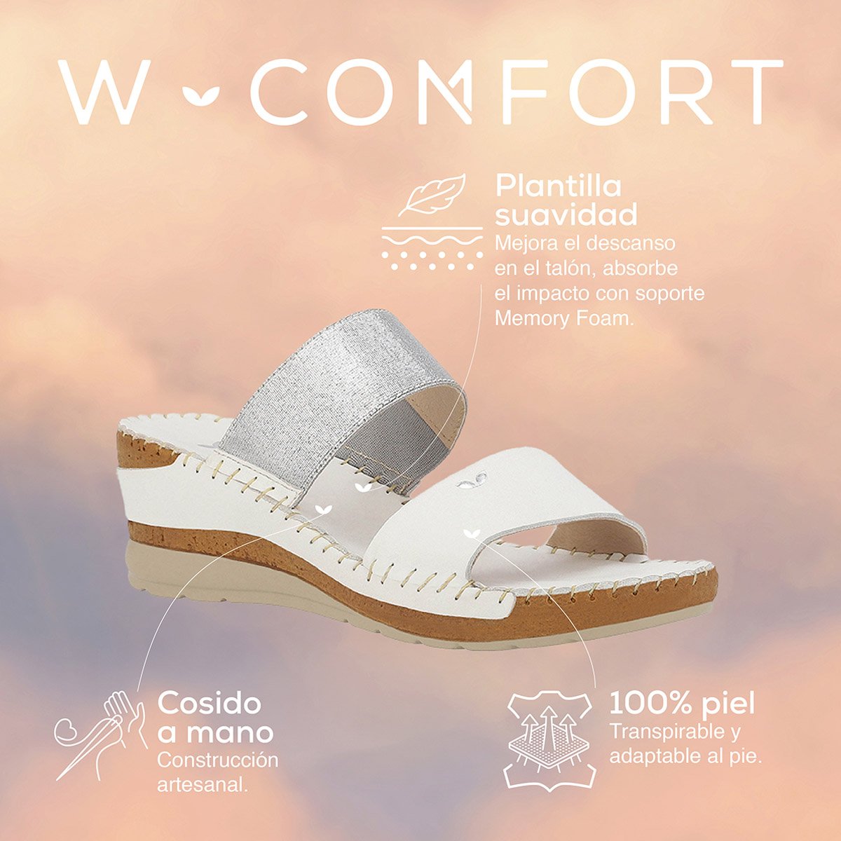 Sandalia Tipo Sueco W Confort Silueta Mule para Mujer