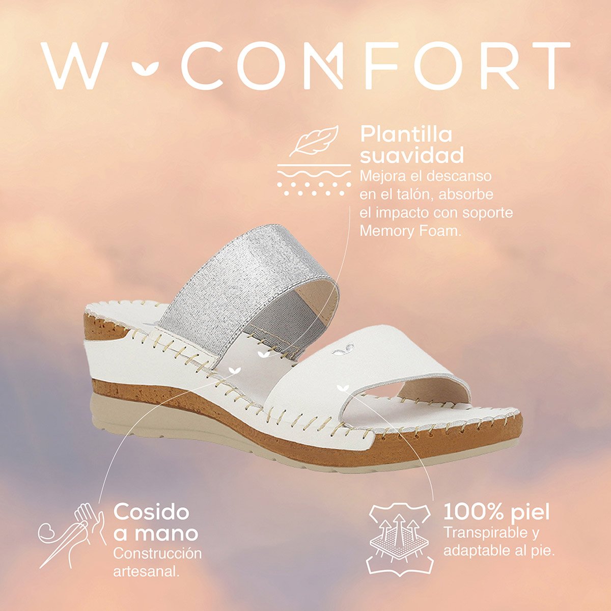 Sandalia Tipo Sueco W Confort Silueta Mule para Mujer