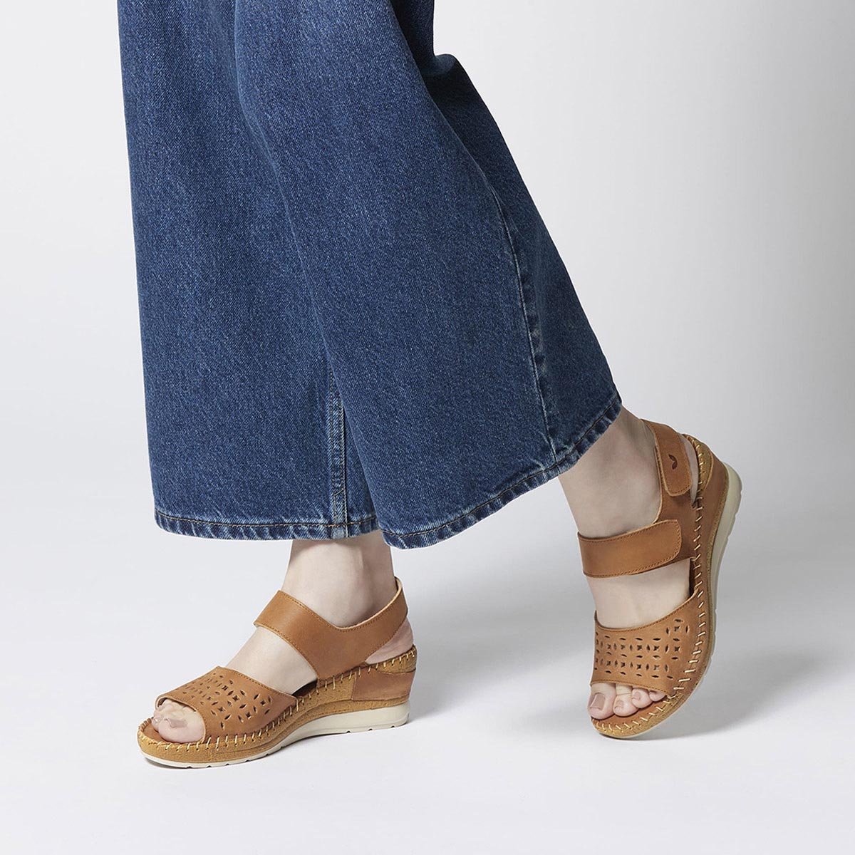 Sandalia W Confort Fijación Velcro Ajustable para Mujer