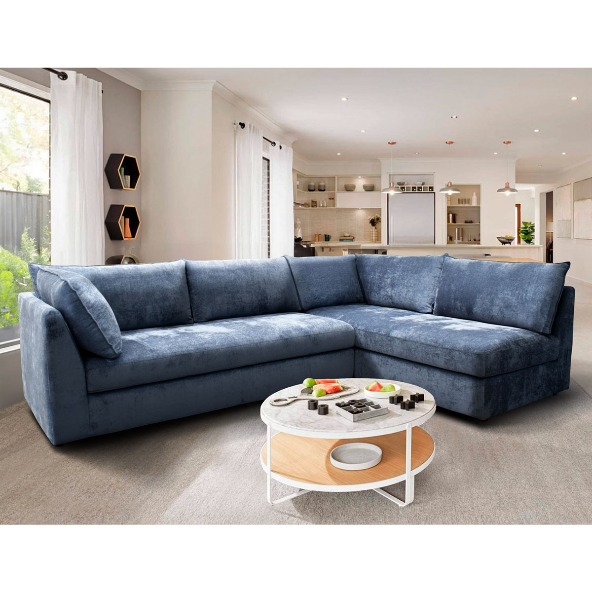 Sala Secc 2 Pzas Derecho Liz Dateo Tela Azul