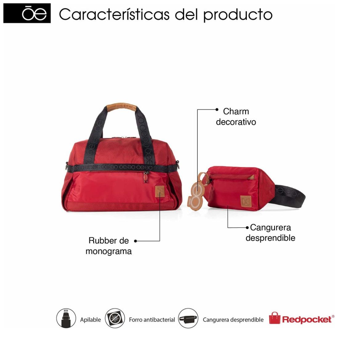 Duffle Bag Soft Side Rorbyni Rojo Cloe