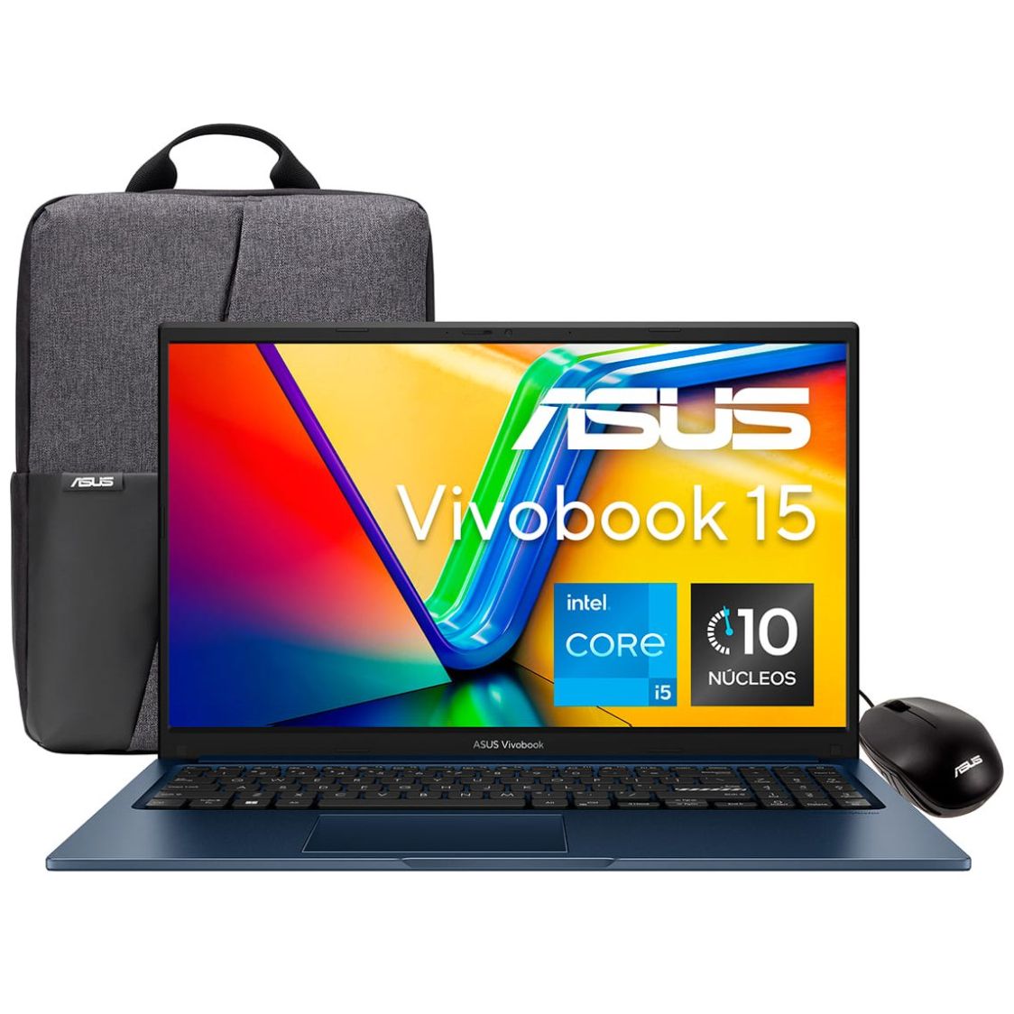 Laptop Asus Vivobook X1504Za-Nj972W Ci5 1235U 16G 512G Azul + Mochila y Mouse