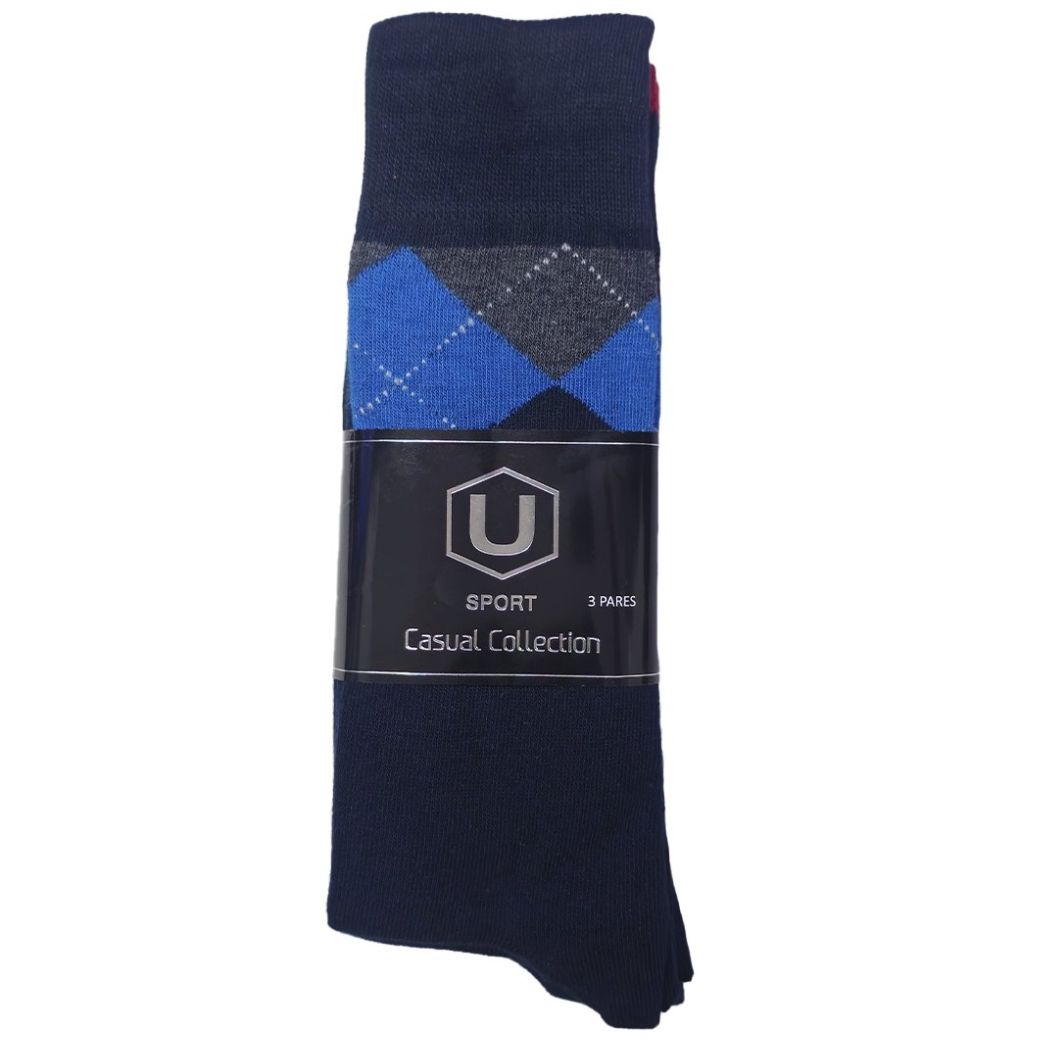 Calcetín U Sport Basic Diseño Combinado para Hombre (3 Pack)