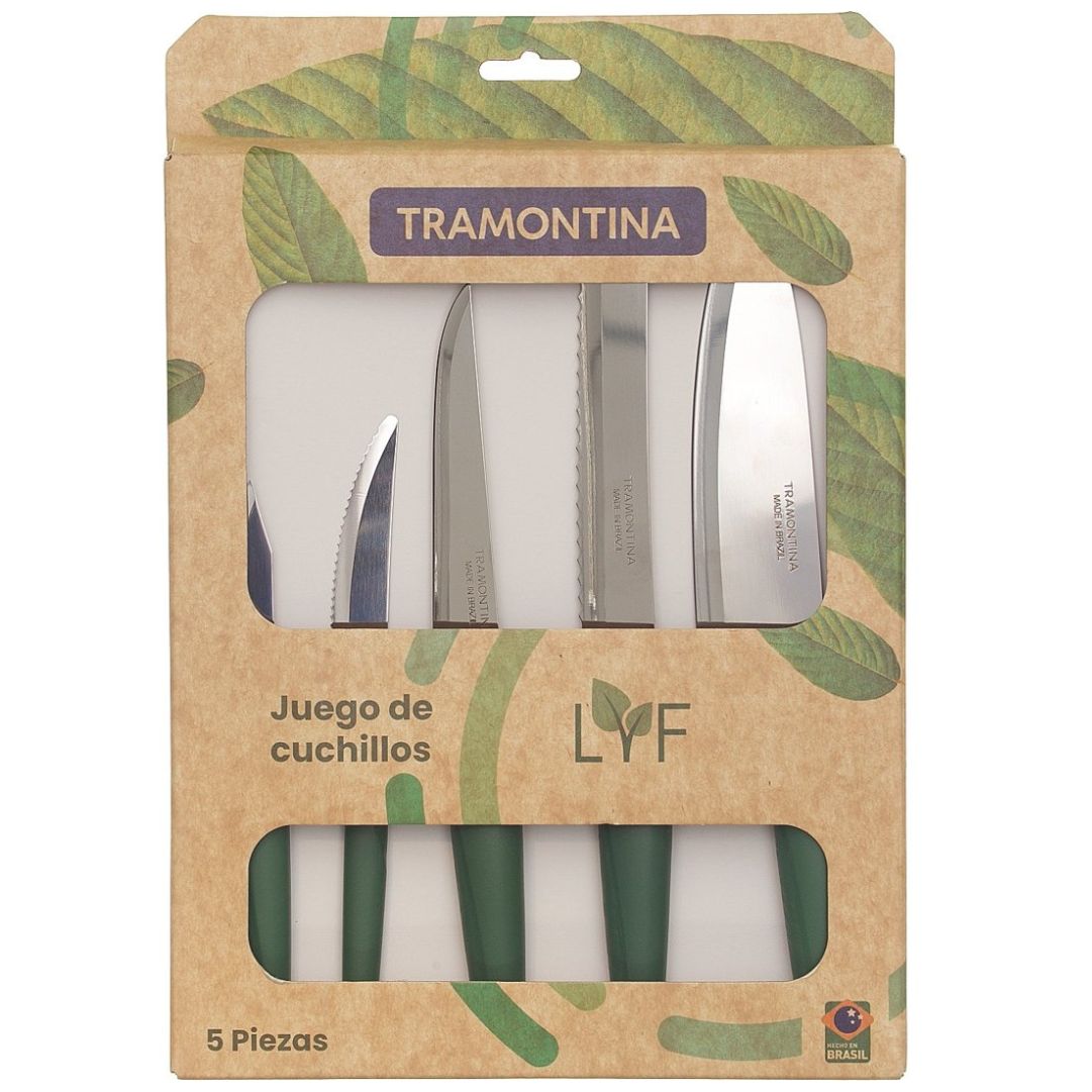 Juego 5 Cuchillos Lyf Verde Tramontina