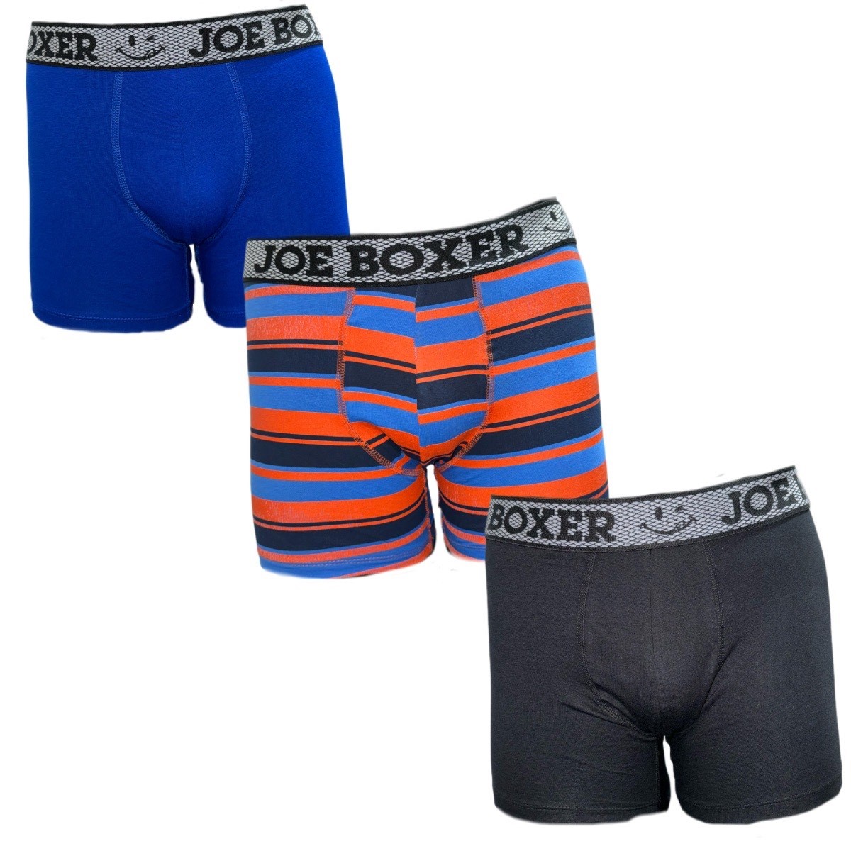 Bóxer Biker Joe Boxer Diseño Combinado para Hombre (3 Pack)