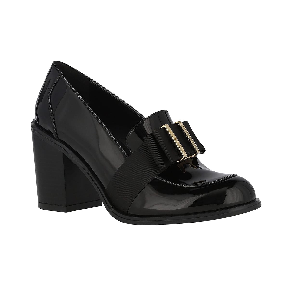 Zapatos en Charol Tacón Grueso Westies con Aplicación Moño para Mujer