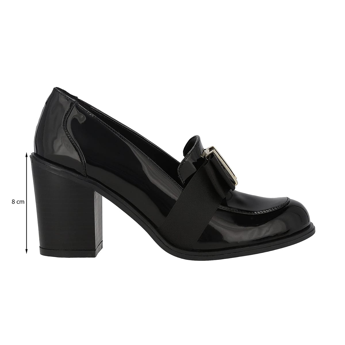 Zapatos en Charol Tacón Grueso Westies con Aplicación Moño para Mujer