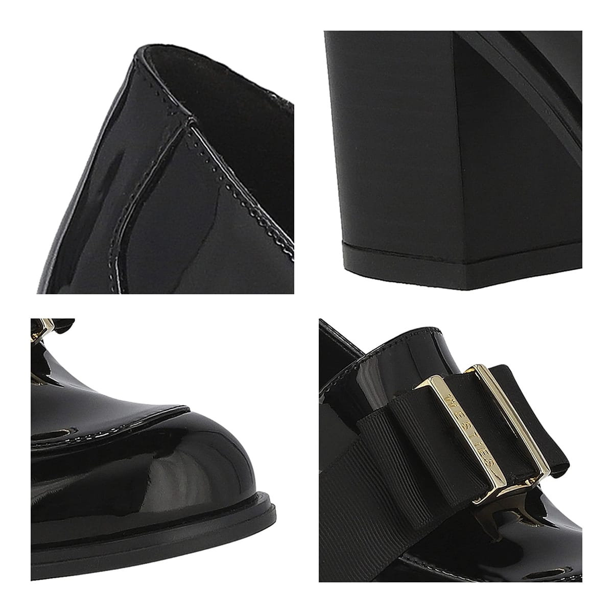 Zapatos en Charol Tacón Grueso Westies con Aplicación Moño para Mujer