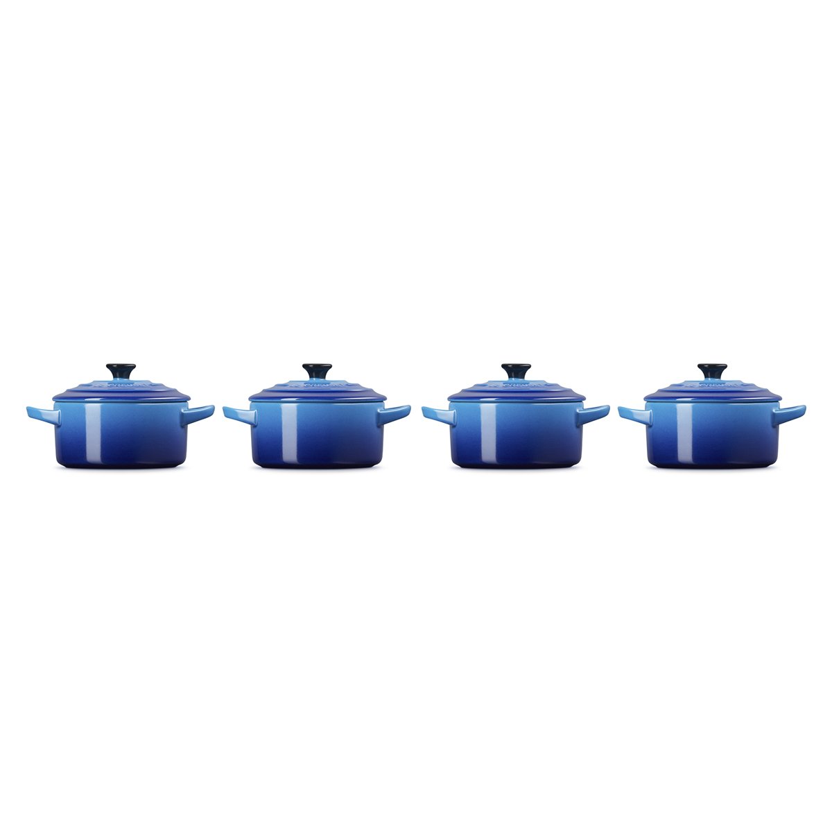 Set 4 Mini Cocotte Azure Azul Le Creuset