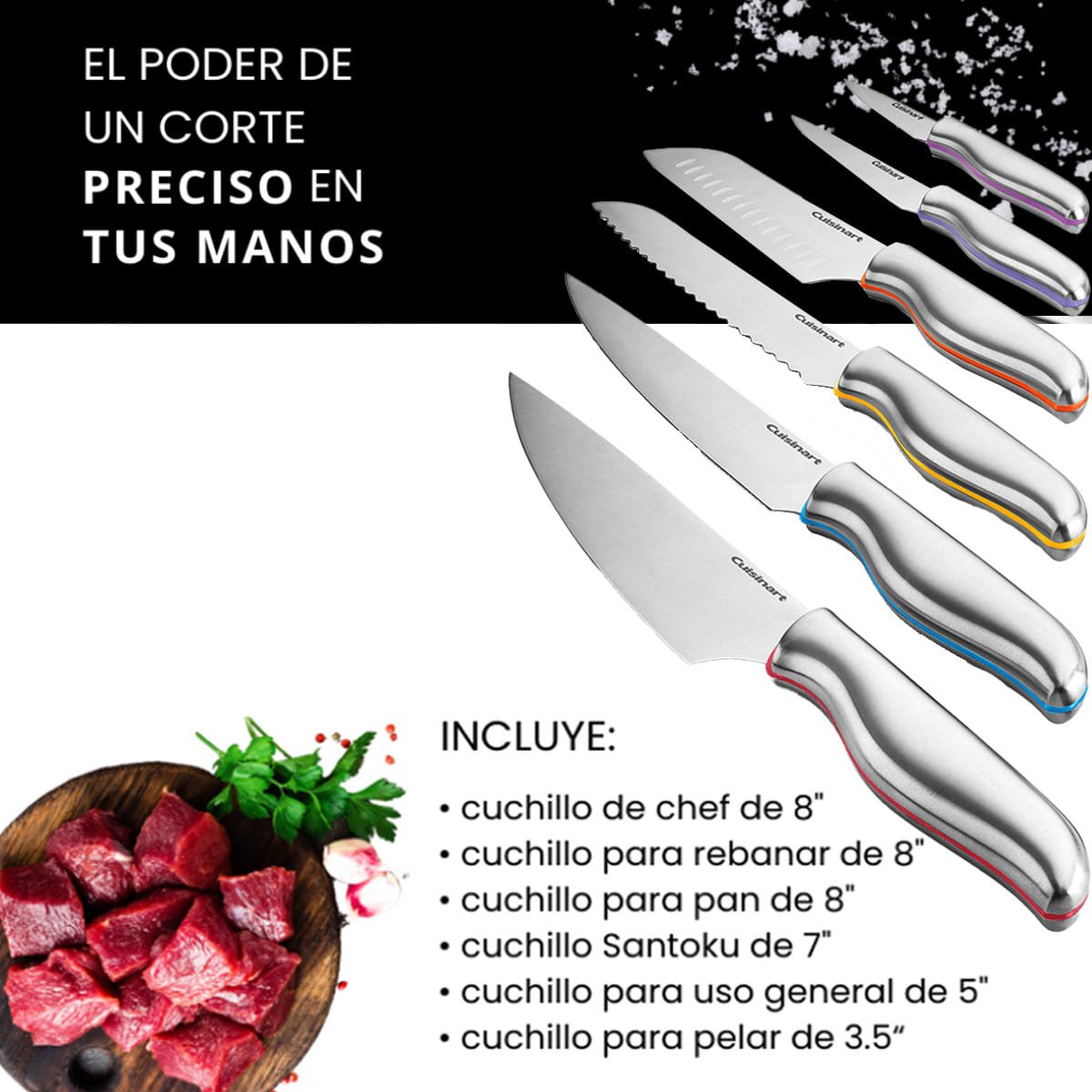 Set de Cuchillos Acero con Protectores Cuisinart