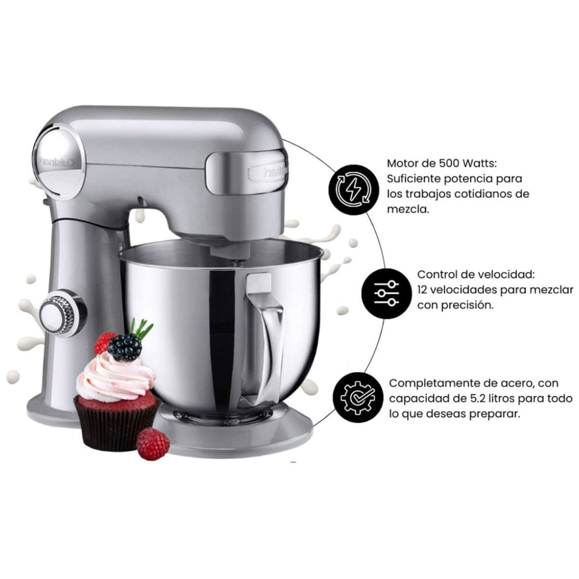 Batidora de Pedestal 5.5Qt Gris Cuisinart