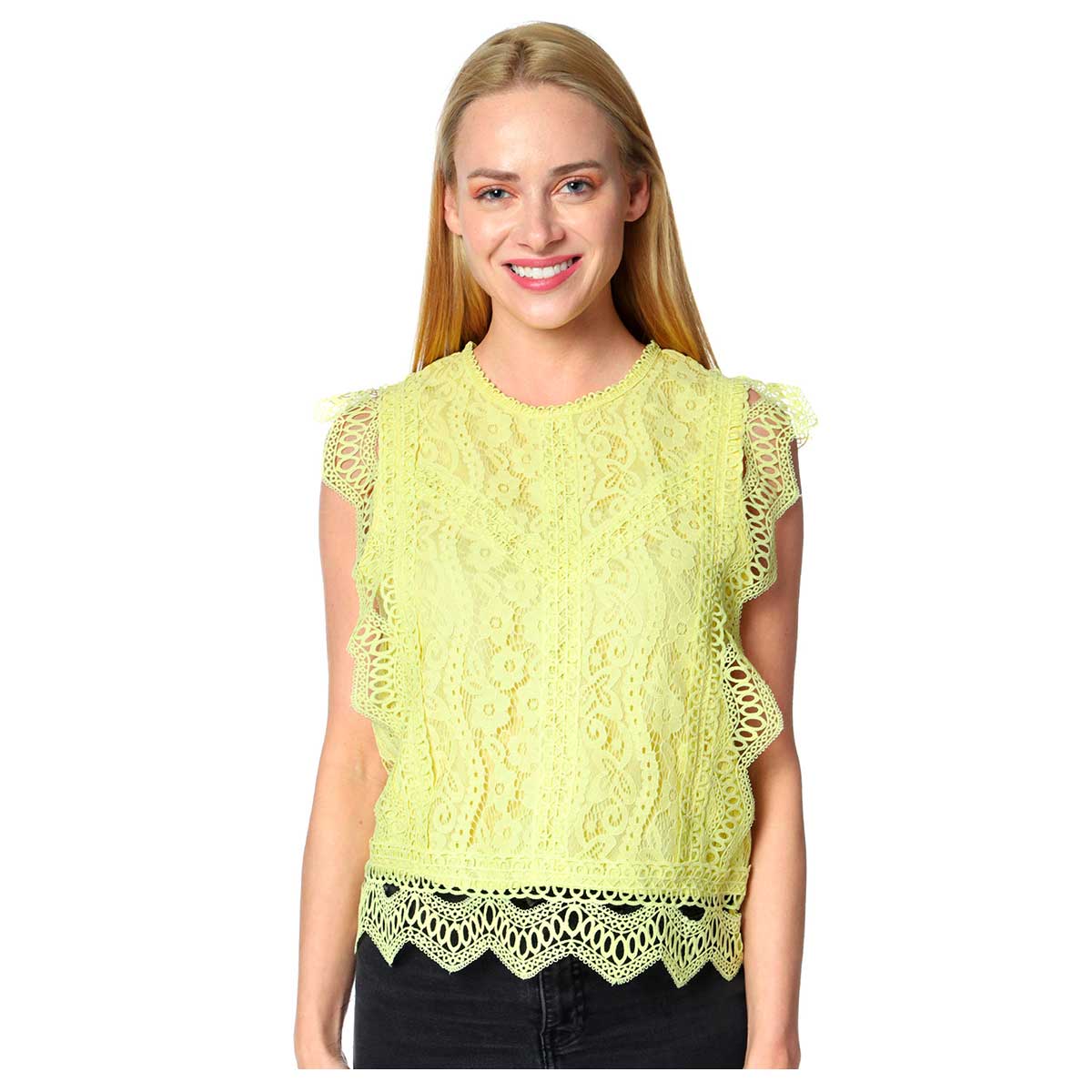 Blusa Sin Manga Encaje Banana Limón Banana Limon para Mujer Petite