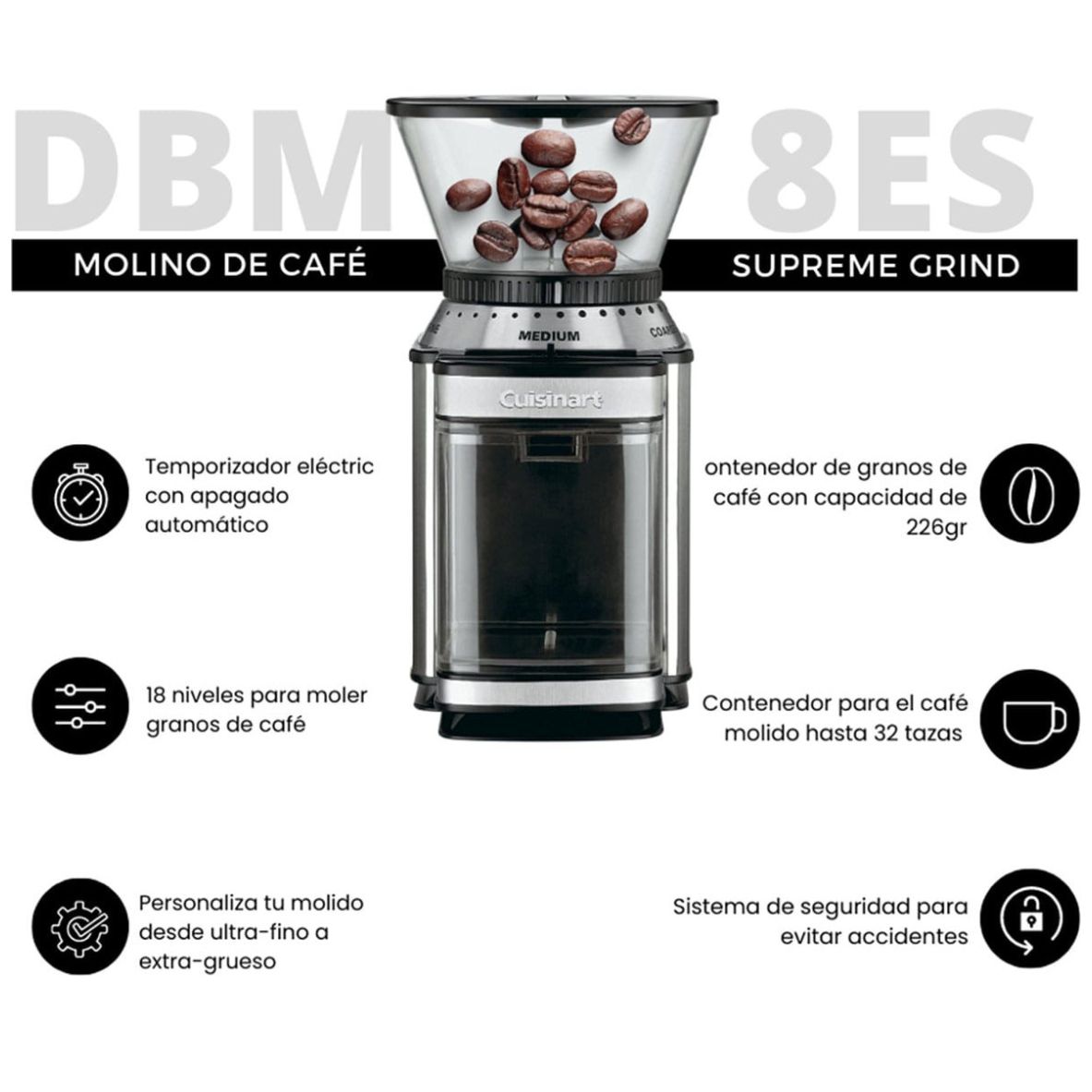 Molino de Café 18 Niveles Cuisinart