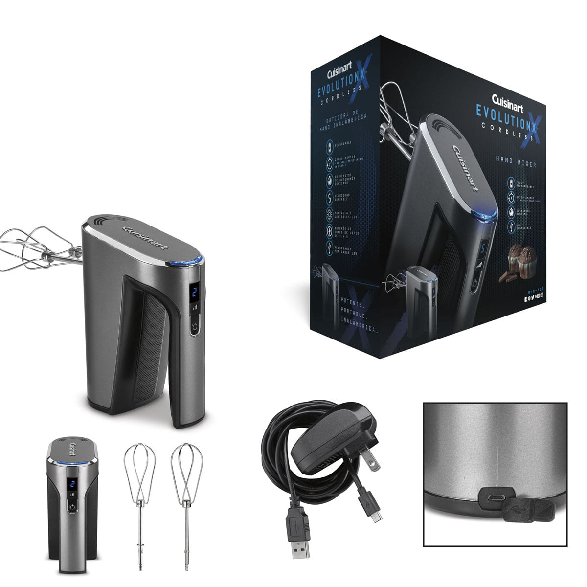 Batidora Manual 5 Velocidades Inalámbrica Rhm100Es Cuisinart
