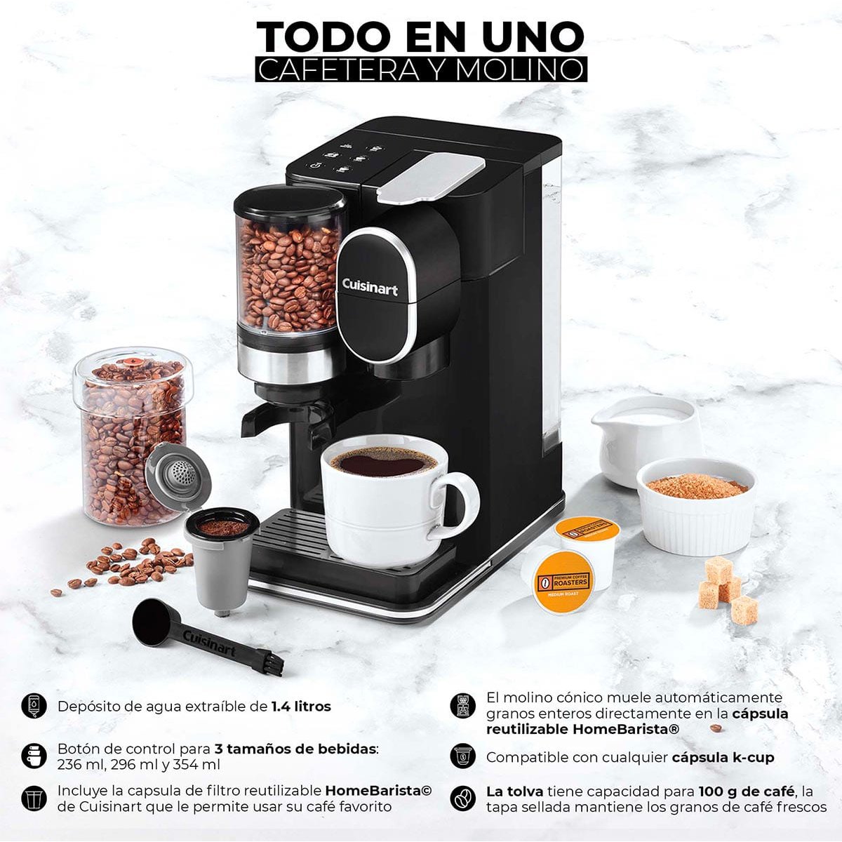 Cafetera C/molino Single Serve Cuisinart