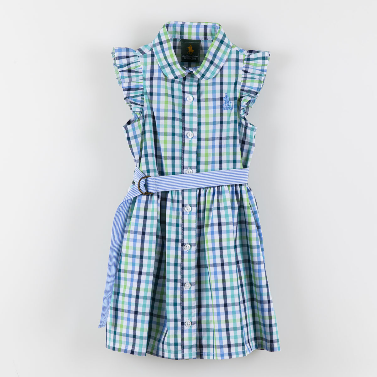 Vestido para Bebé Manga Corta Estampado de Cuadros Moño en Cintura Royal Polo Club