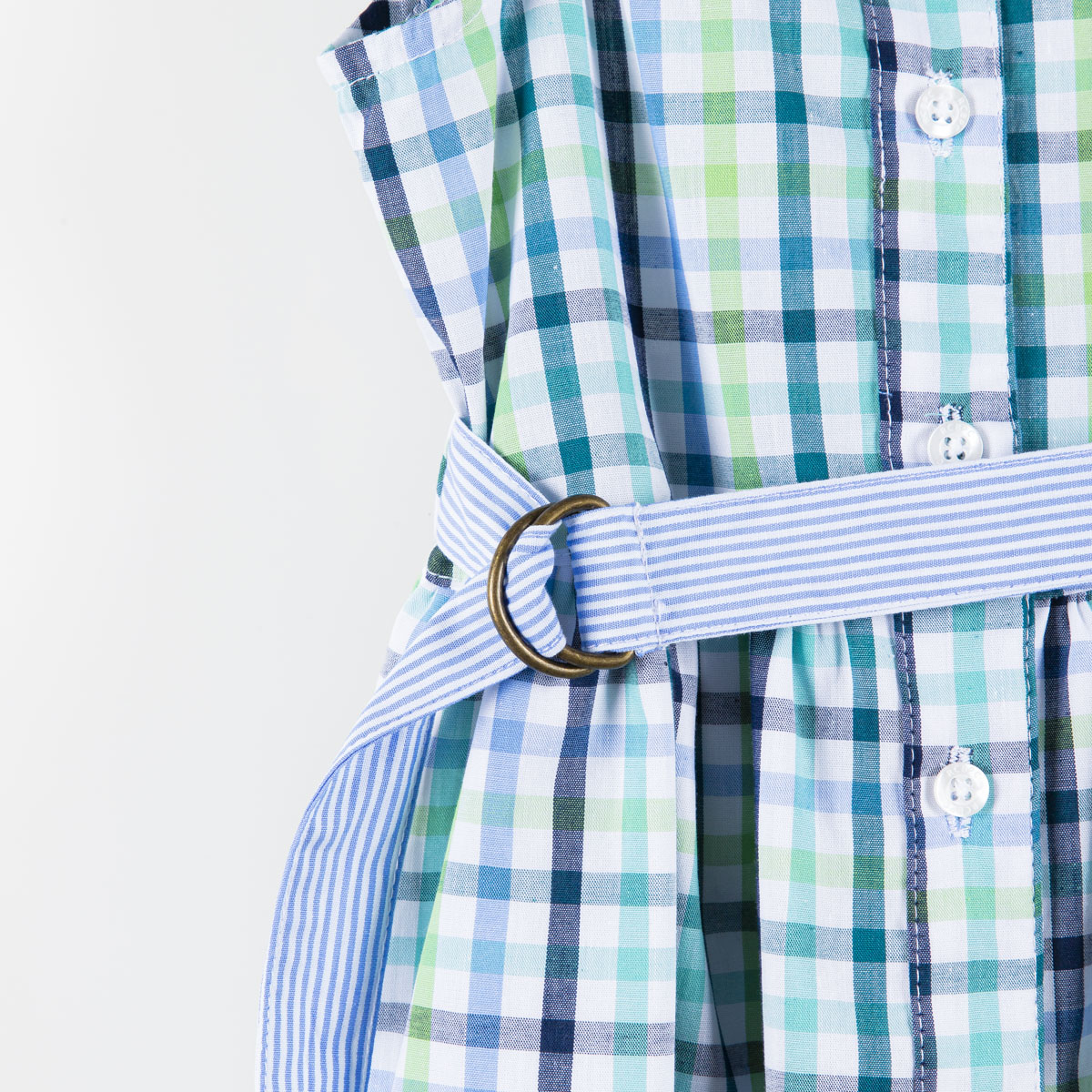 Vestido para Bebé Manga Corta Estampado de Cuadros Moño en Cintura Royal Polo Club